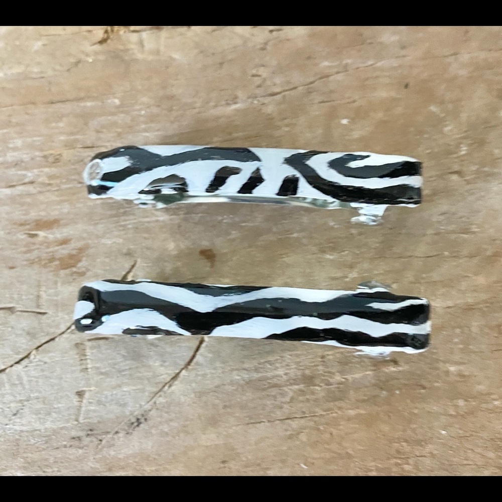Handcrafted Zebra Print “Mini Me” Resin Barrette Set
